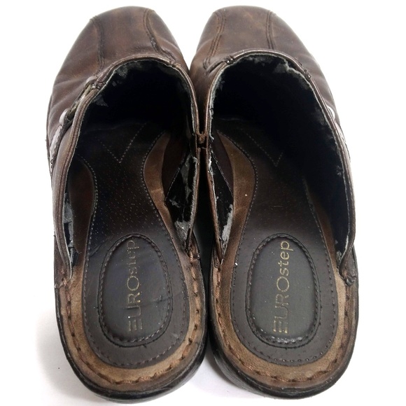 ★Euro Step Brown Leather Mules Women's 8.5M - Picture 4 of 6